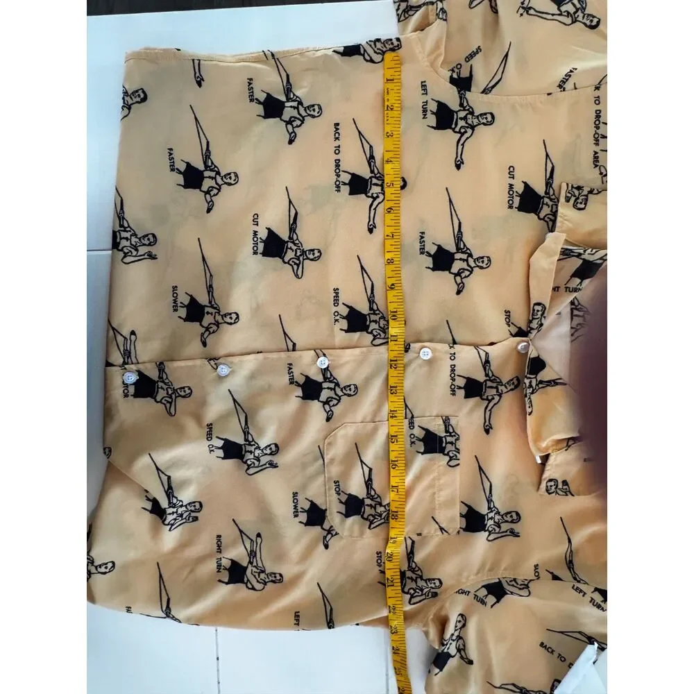 Duvin Yellow Graphic Hawaiian Ski Wakeboard Shirt Medium Retro Vacation Print M - Picture 5 of 7
